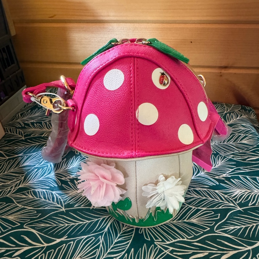 Betsey Johnson Pink Mushroom Crossbody Bag